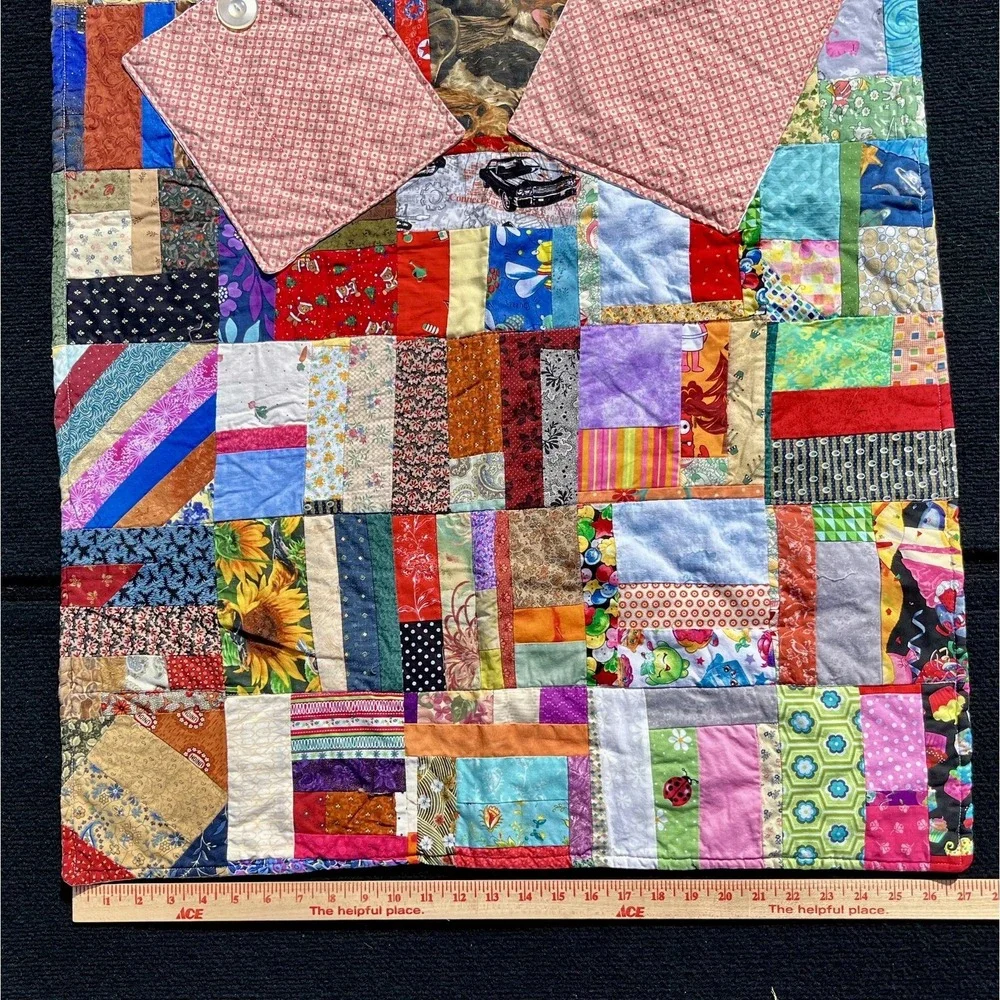 Handmade Patchwork Quilt Baby Toddler Scrappy Boho Multicolor Cotton 24x32